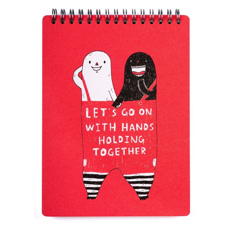Illustration Notebook / hand in hand, walk together! - สมุดบันทึก/สมุดปฏิทิน - กระดาษ สีแดง