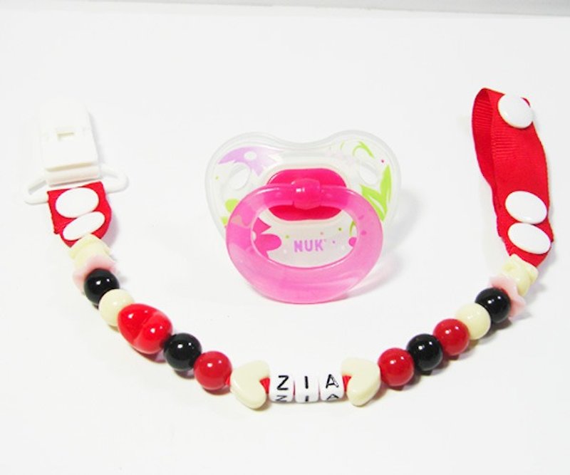 Cheerful customized name baby pacifier chain pacifier clip can be changed to vanilla pacifier with red - Baby Bottles & Pacifiers - Acrylic Red