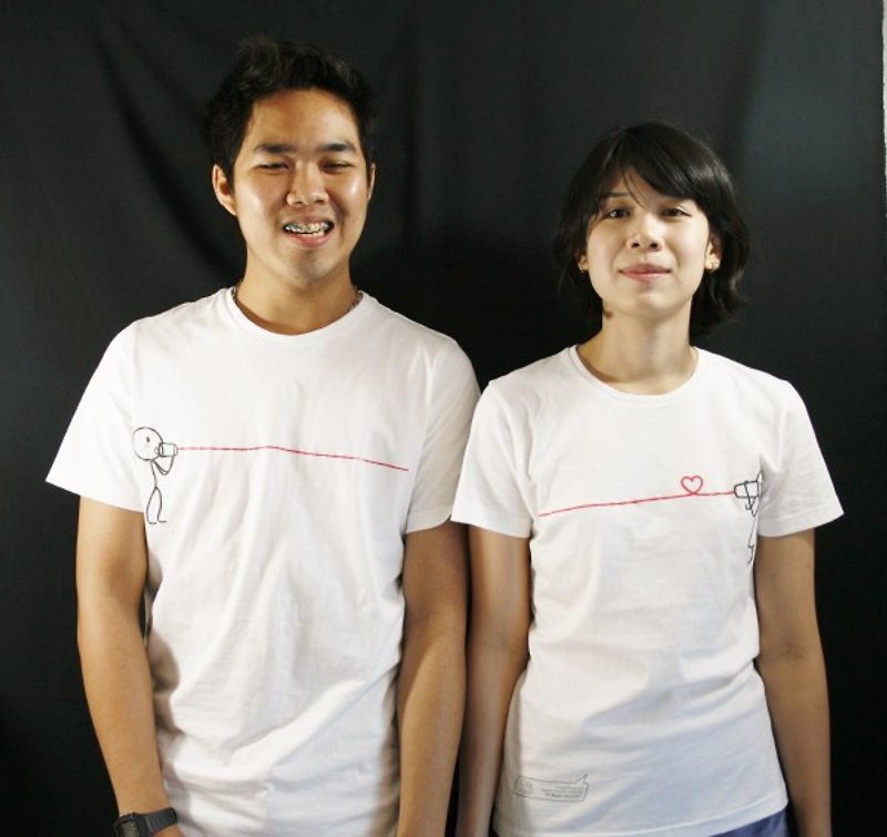 "Can phone" couple tshirt for boy by Human Touch - 男 T 恤 - 棉．麻 白色