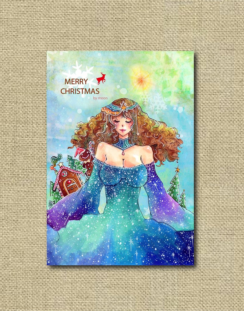 【聖誕節 限定】美好極光Aurora Merry Christmas!聖誕卡片 - 卡片/明信片 - 紙 藍色