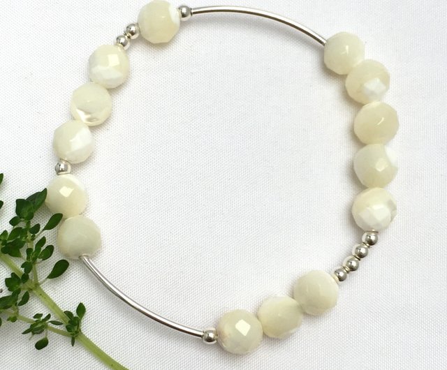 Pearl Bracelet Natural Mother of Pearl Bracelet Sterling 