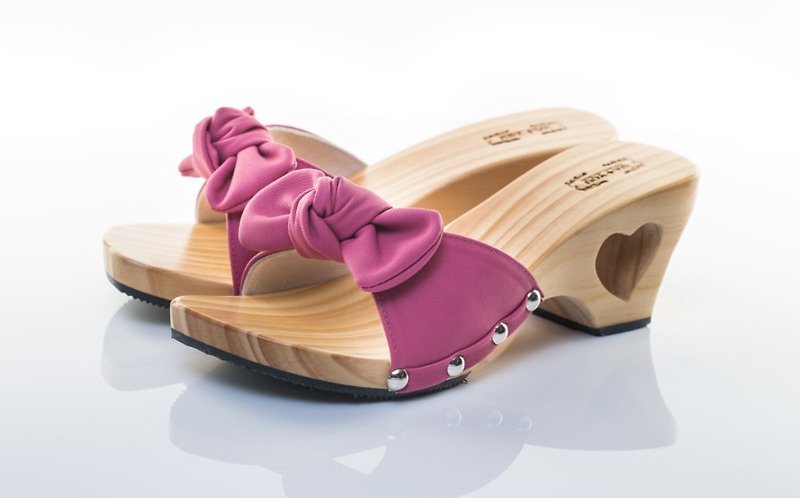 能量健康愛心楔形木鞋 - 女款休閒鞋 - 木頭 卡其色