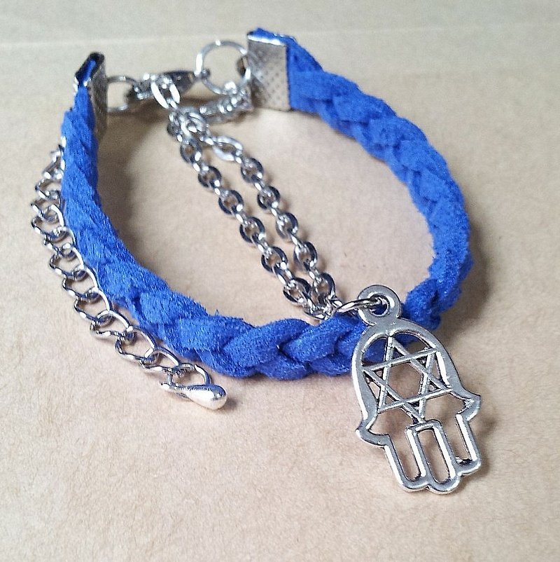 Alnus small stars - Fatima hand ★ Korean velvet bracelet - สร้อยข้อมือ - วัสดุอื่นๆ สีน้ำเงิน