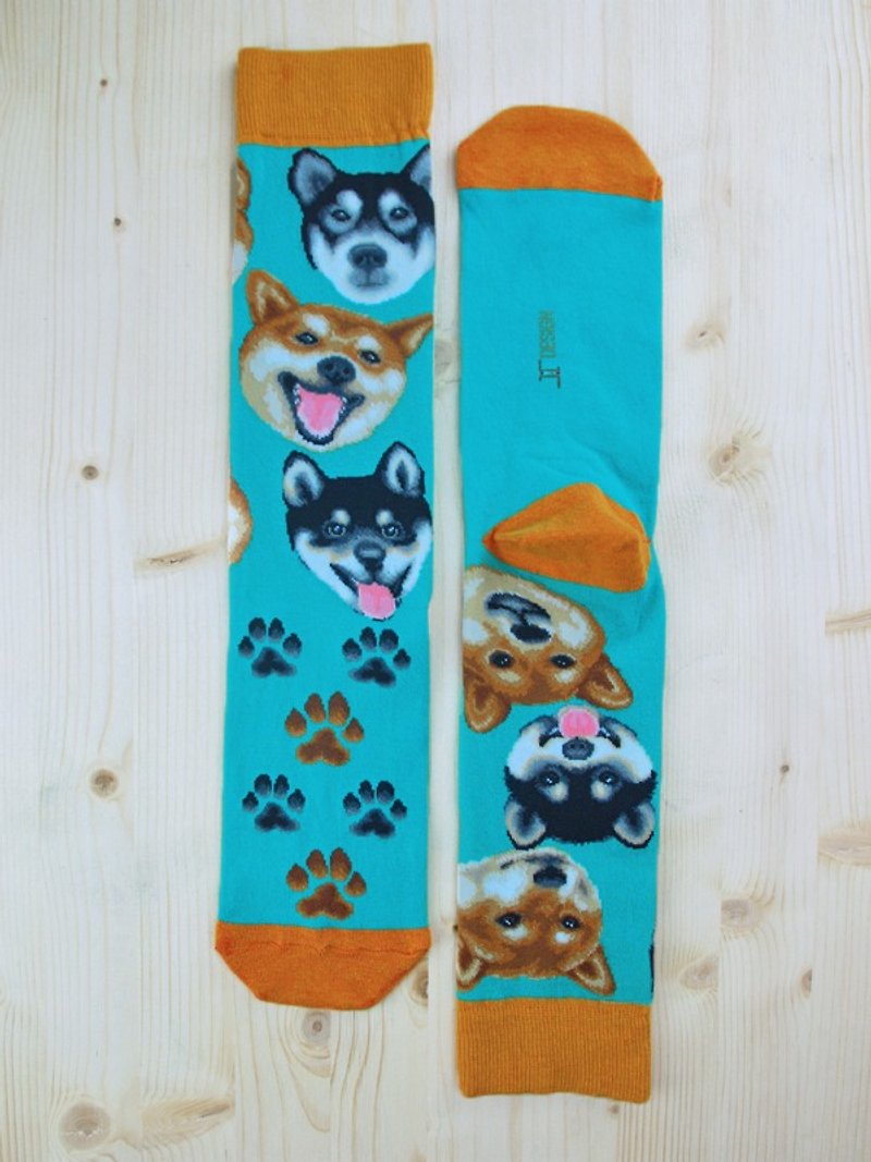 JHJ Design Canadian Brand High Color Knitted Cotton Socks Dog Series-Shiba Inu Socks (Knitted Cotton Socks) - ถุงเท้า - วัสดุอื่นๆ หลากหลายสี