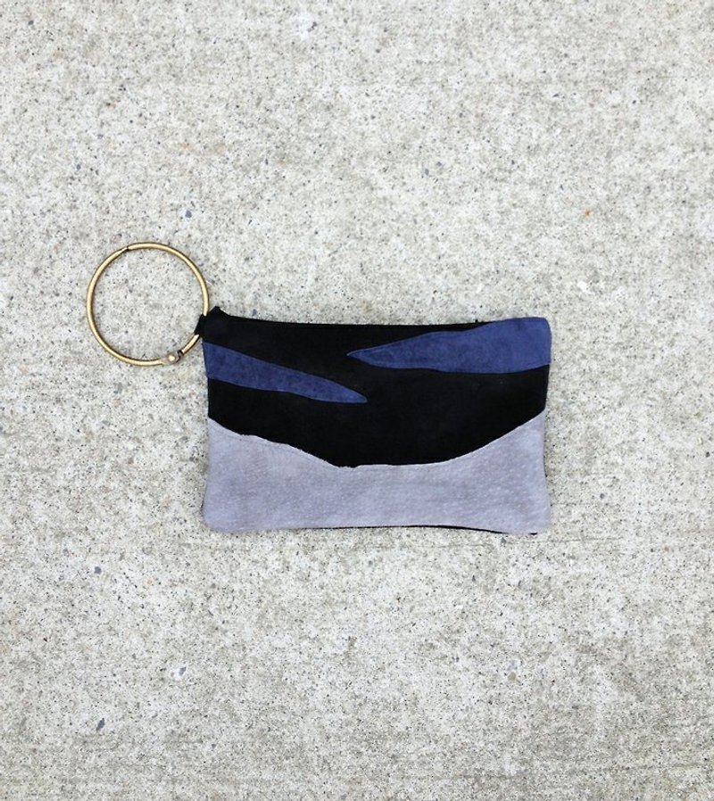 [Endorphin] cashmere leather stitching holding evening bag <My Blueberry Nights> - Other - Genuine Leather Blue