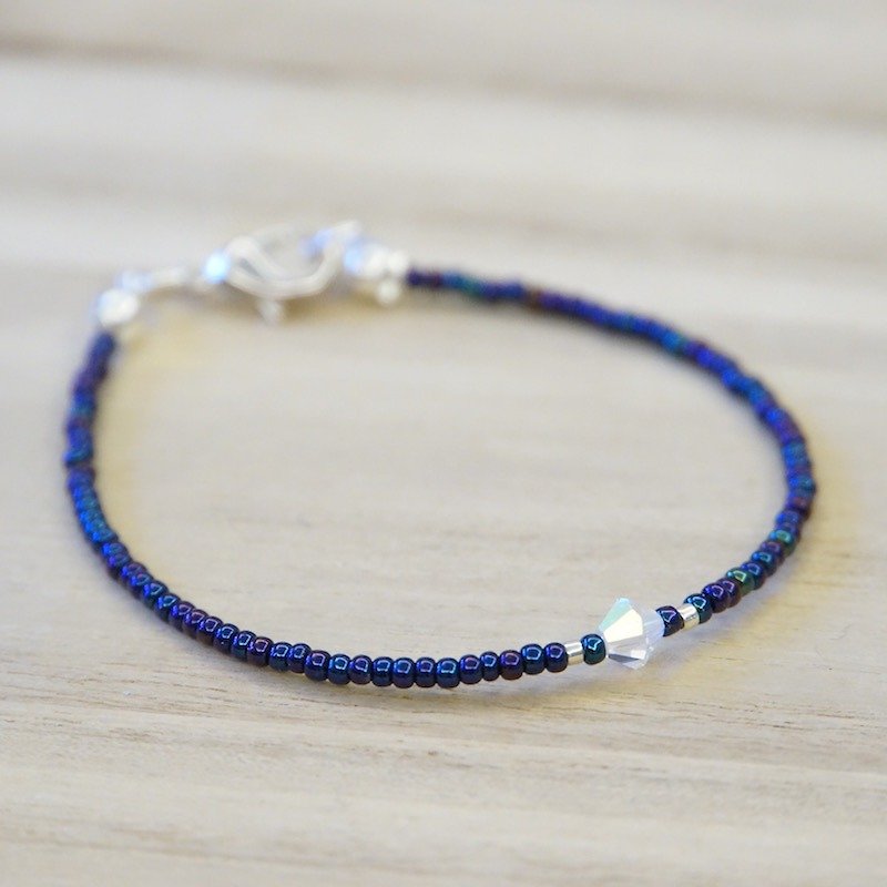 ITS: 818 [elegant series · dotting] crystal bracelet. Blue-black. - สร้อยข้อมือ - วัสดุอื่นๆ สีน้ำเงิน
