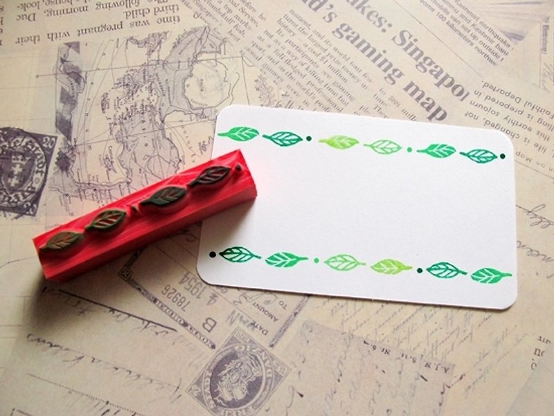 Apu handmade chapter practical small leaves infinite continuous lace chapter hand account stamp - Stamps & Stamp Pads - Rubber 