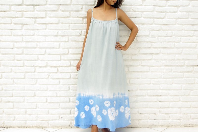 Tie Dye Long Dress <Gray Blue> - One Piece Dresses - Other Materials Gray