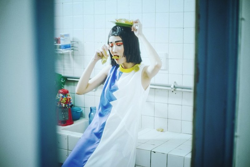 Envol Avec Ning 人魚拼色無袖洋裝 藍 - 洋裝/連身裙 - 其他材質 藍色