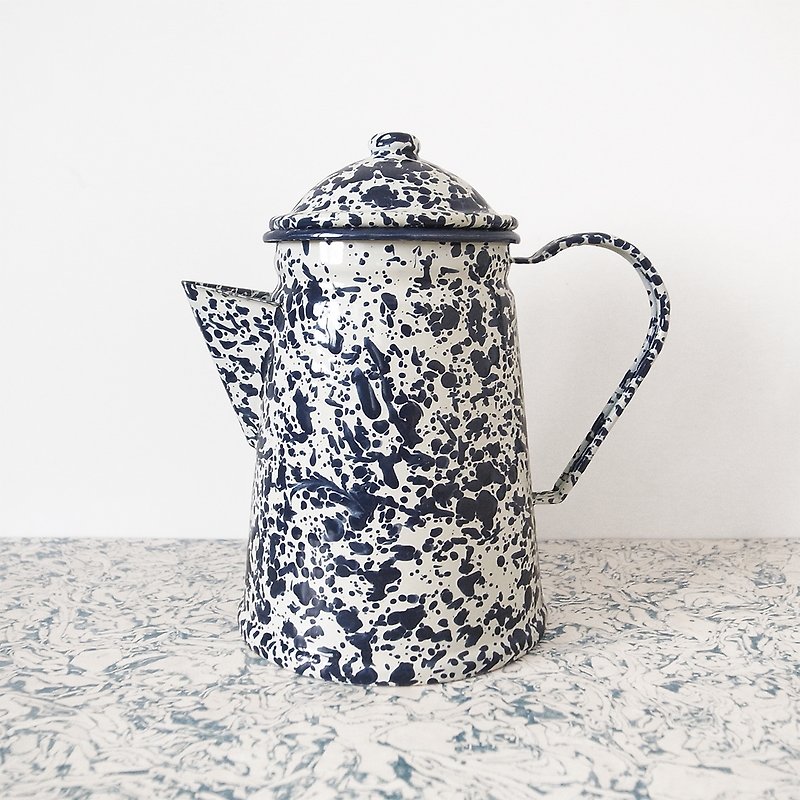 Enamel teapot - navy blue with creamy white marbling - Teapots & Teacups - Enamel 