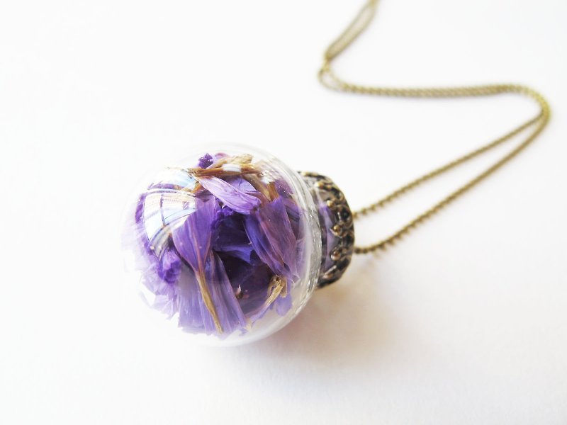 * Rosy Garden * purple forget-grass glass ball necklace - สร้อยติดคอ - แก้ว สีม่วง