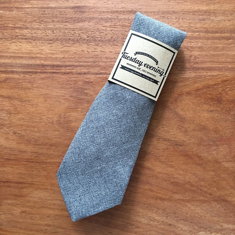 復古領帶 - 牛仔灰色 - 領帶/領帶夾 - 棉．麻 灰色
