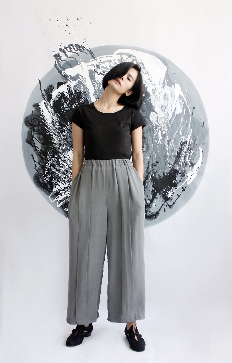 Discount chiffon light gray trousers wide - Women's Pants - Other Materials Gray