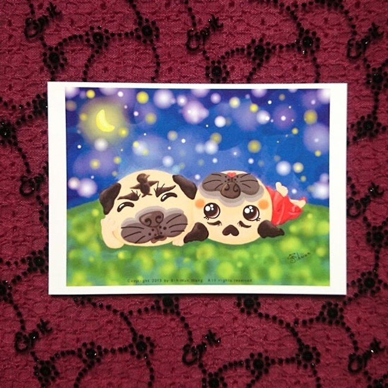 Pug Postcard-Together with you-03 - การ์ด/โปสการ์ด - กระดาษ ขาว