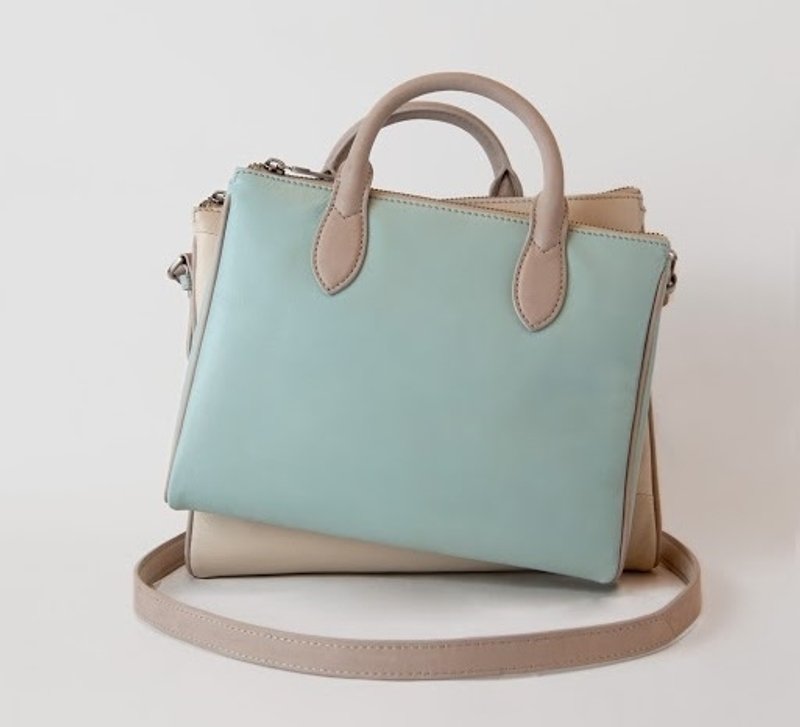 ZigZag mini irregular small shoulder bag - Sky Blue - Messenger Bags & Sling Bags - Genuine Leather Blue