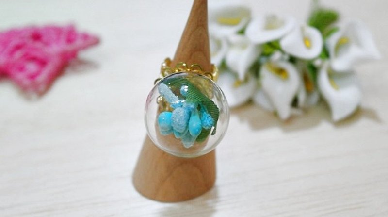 <Blue Dream>-Creative Glass Ball Ring- - General Rings - Other Metals Blue