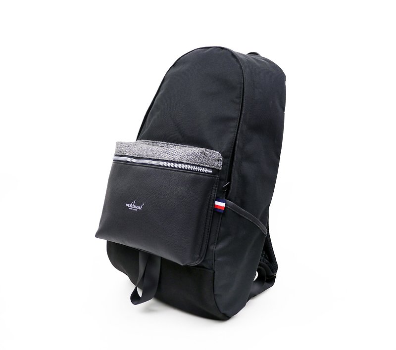 Matchwood Infantry Simple classic backpack 17 inch pencil clip leather black models - กระเป๋าเป้สะพายหลัง - วัสดุอื่นๆ สีดำ