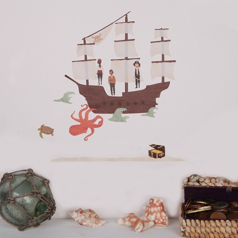海盜船尋寶mini <love mae 澳洲環保無毒專利壁貼> - 壁貼/牆壁裝飾 - 其他材質 多色