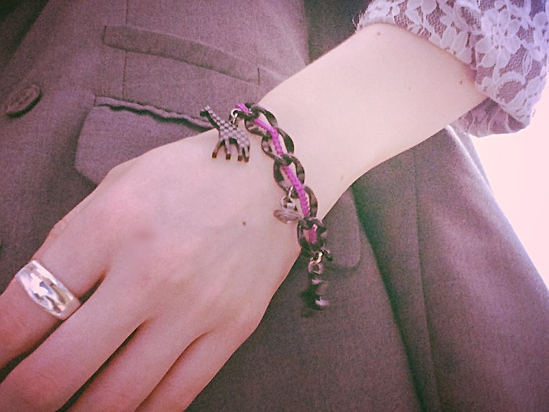 ♦ Bracelets ♦ ~ ♥ small universe - black knight sunburn giraffe ✿ - สร้อยข้อมือ - โลหะ สีม่วง