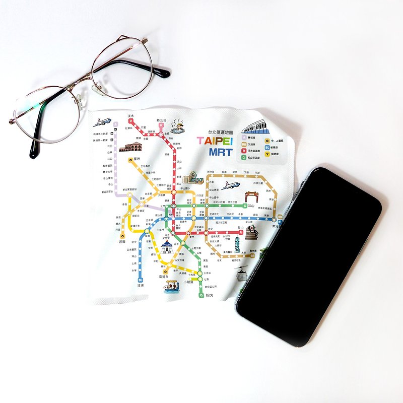 [Bu Yang] Printed universal cloth Taipei MRT microfiber = mobile phone = tablet = laptop = Taiwan characteristics - Eyeglass Cases & Cleaning Cloths - Other Materials Multicolor
