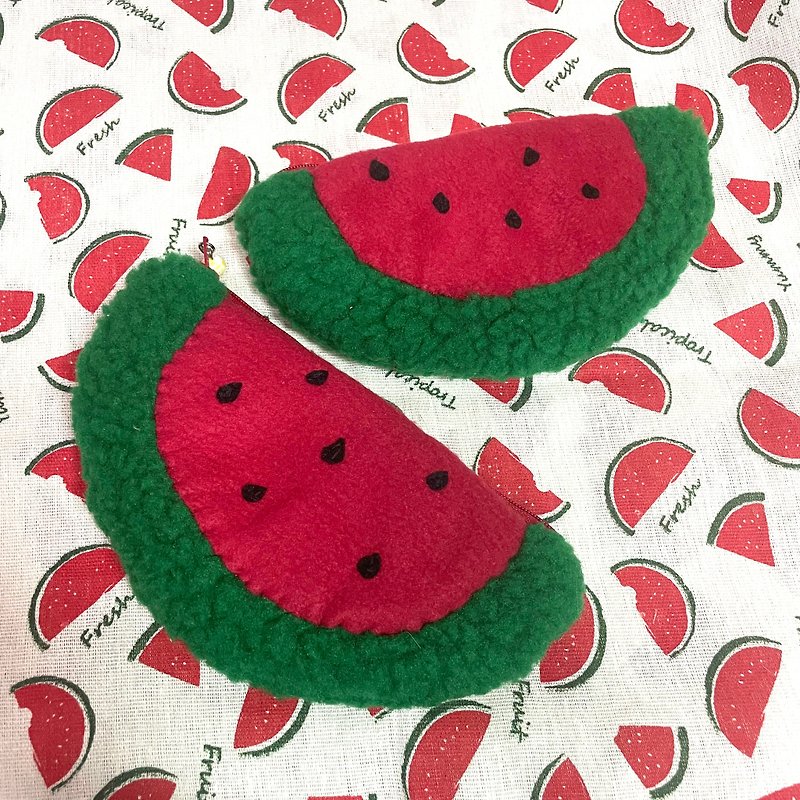 RABBIT LULU red watermelon pencil case cosmetic bag - Pencil Cases - Other Materials Red