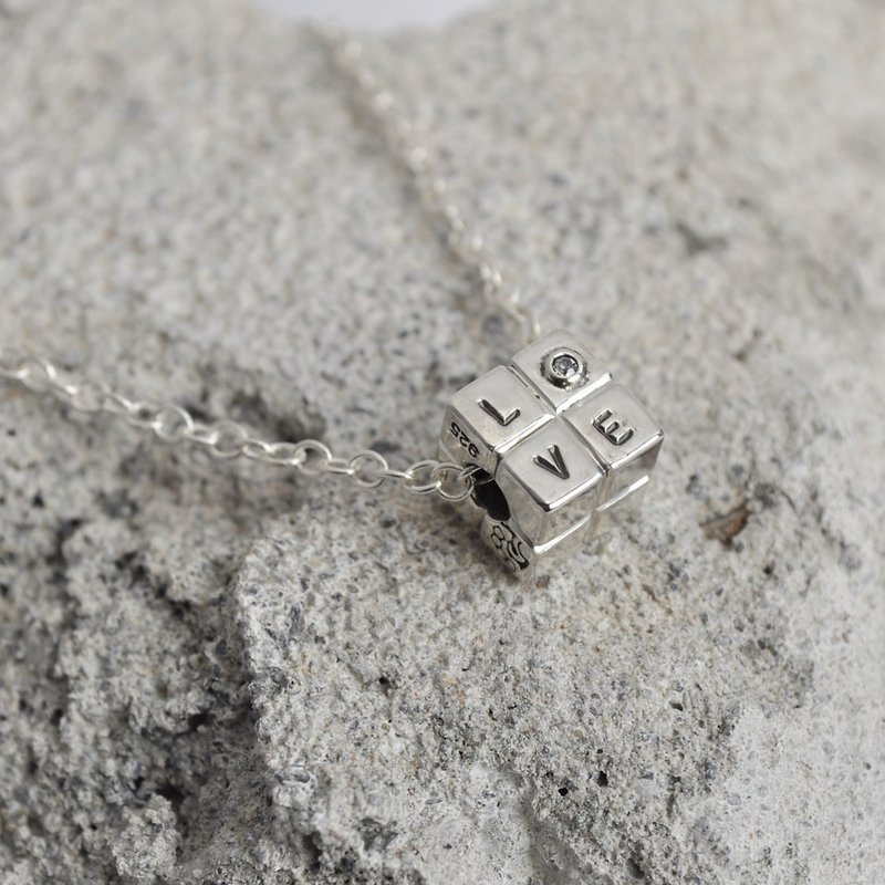 just LOVE cube necklace sterling silver - Necklaces - Sterling Silver Silver