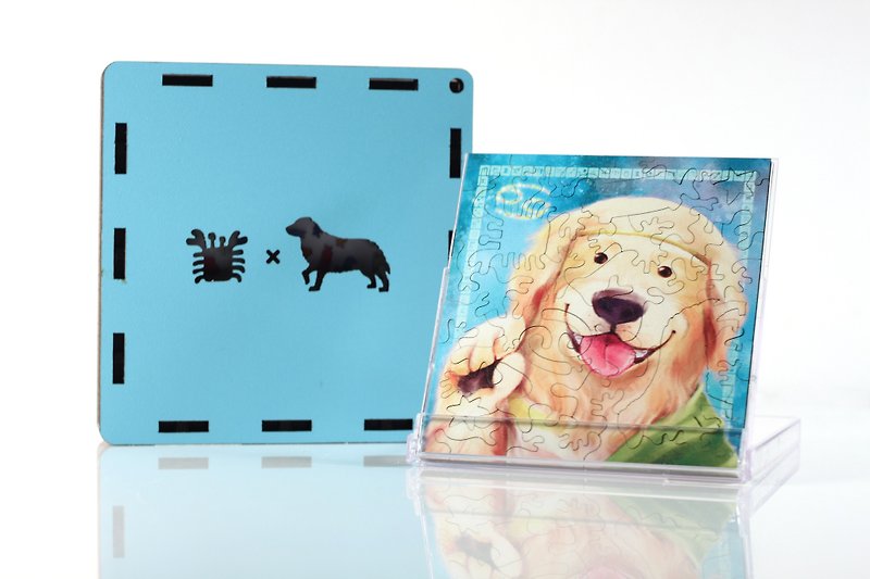 35P wooden puzzle _ Cancer X Golden Retriever - Wood, Bamboo & Paper - Wood Blue
