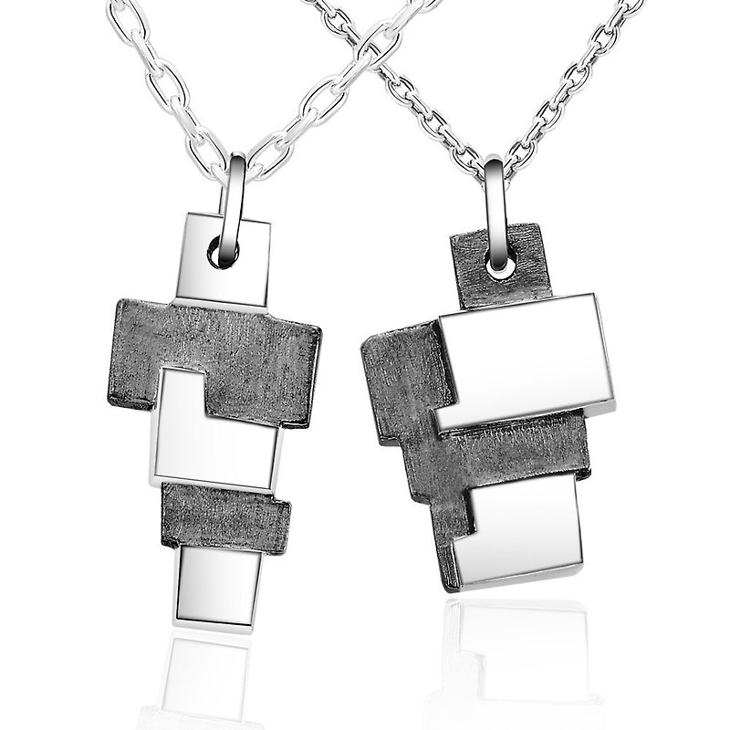 Lovers Pairs Loves Blocks Building Blocks Sterling Silver Lovers Pair Chains - 64DESIGN Silver - Necklaces - Sterling Silver Silver