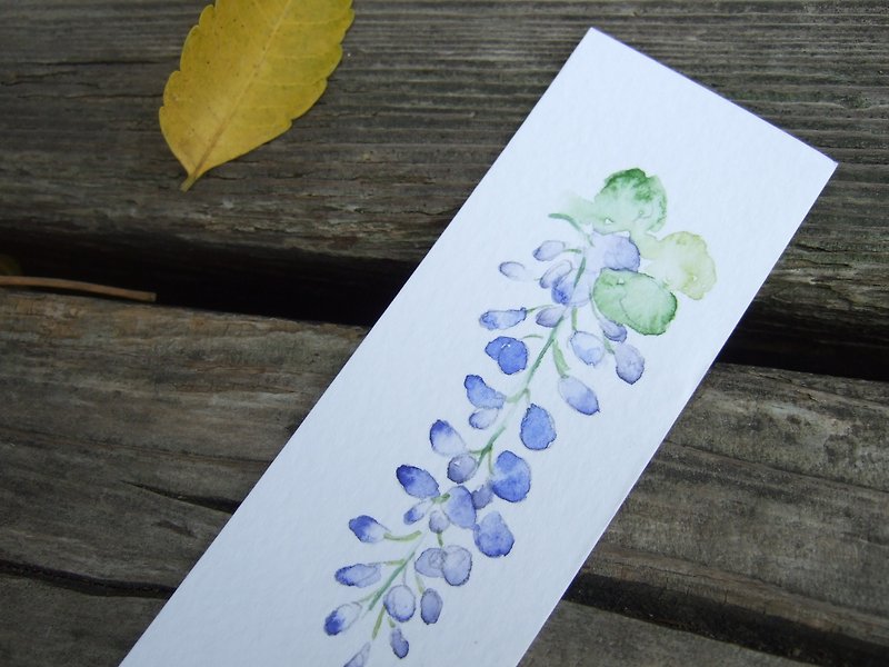 Chinese wisteria - hand-painted watercolor bookmark (original) - การ์ด/โปสการ์ด - กระดาษ สีน้ำเงิน