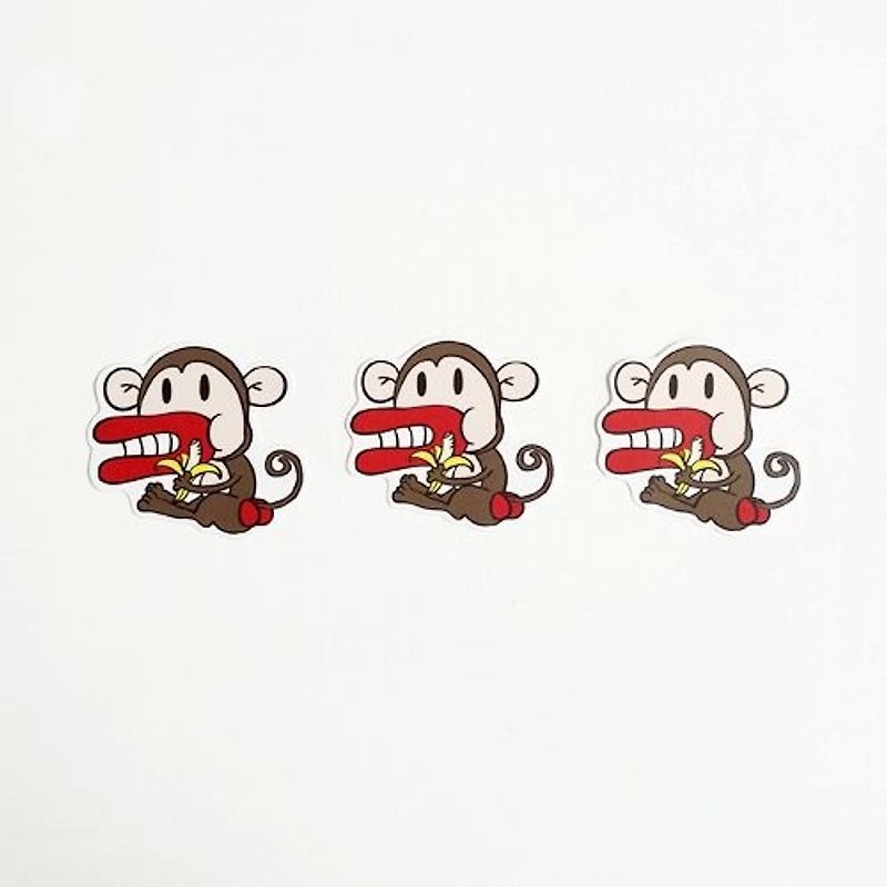 1212 play Design funny stickers everywhere waterproof stickers - monkeys eat bananas - Stickers - Waterproof Material Brown