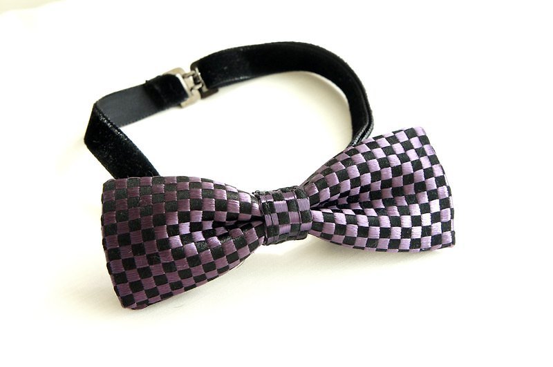 Chess Family checkerboard silk tie - Ties & Tie Clips - Other Materials Purple