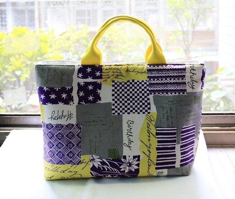Color collage style handbag - กระเป๋าถือ - ผ้าฝ้าย/ผ้าลินิน หลากหลายสี
