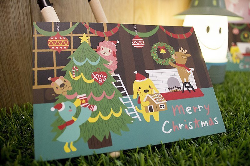 ポストカード期間限定クリスマス{} [POCA] 2013年クリスマス：暖かいクリスマスを横たわっシモ町 - カード・はがき - 紙 