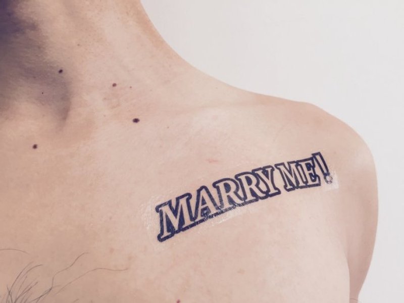 [Let's Celebrating] Marriage Proposal / MARRY ME / Tattoo Sticker - Wood, Bamboo & Paper - Paper Black