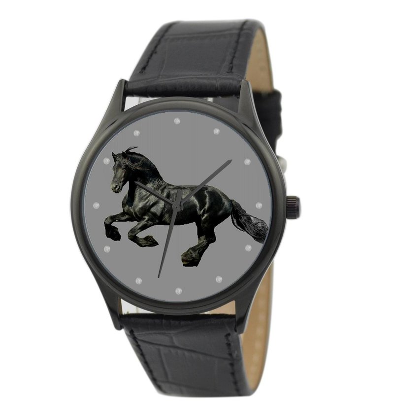 Horse Watch Unisex global free transport - นาฬิกาผู้หญิง - โลหะ สีดำ