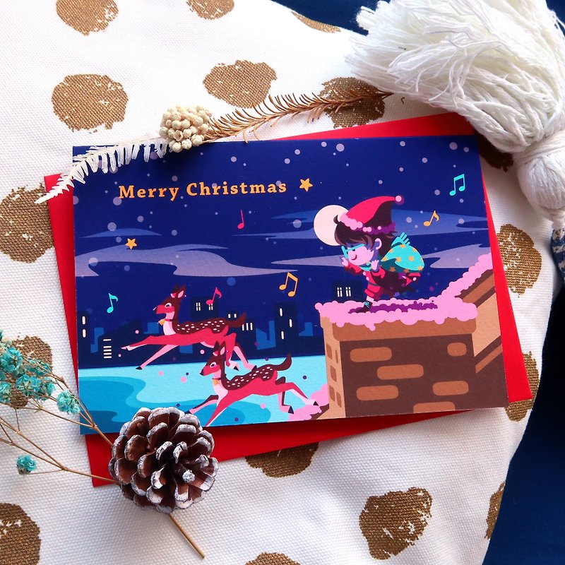 【Pin】Santa is coming│Print│Christmas card with envelope at your choice - การ์ด/โปสการ์ด - กระดาษ สีน้ำเงิน