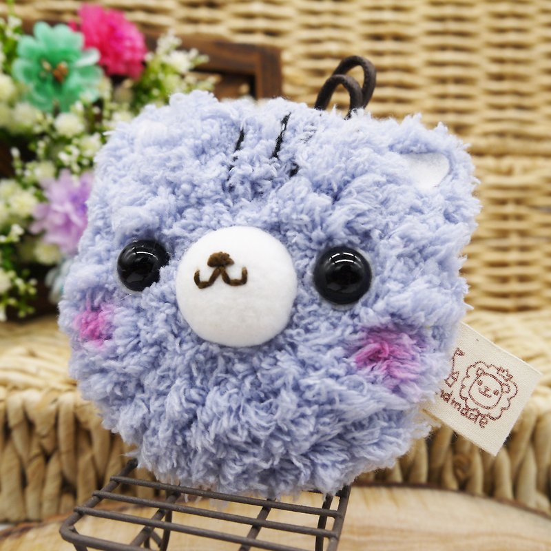 Grey Cat-Cotton Candy Animal Small Round Mirror-Portable Mirror Small Mirror Makeup Mirror - Makeup Brushes - Other Materials Gray