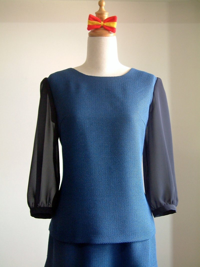 平衡系列-上衣(寶藍) - 女上衣/長袖上衣 - 其他材質 藍色