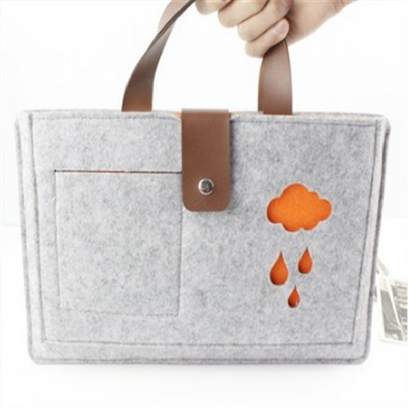 Hsing Ting Custom Design 021 Light Grey + Blue Rain Drops with Zipper in Main Bag Size - 380X256X19.2 - Other - Other Materials 