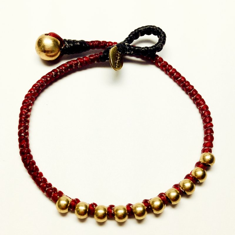 Simlple. Simple Sugar Nok hand for Wax Bronze wire Bracelet - สร้อยข้อมือ - ทองแดงทองเหลือง สีแดง