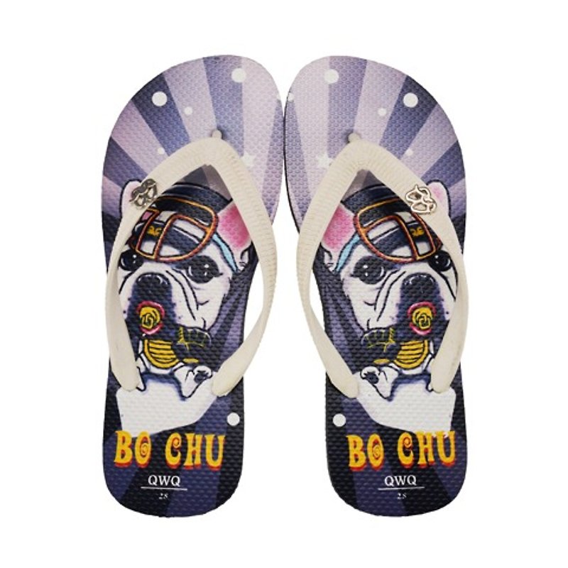 QWQ Creative Design Flip-flops - Bo Chu - Black [BST03715] - รองเท้าลำลองผู้ชาย - วัสดุกันนำ้ สีดำ