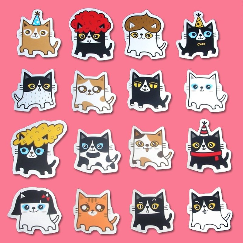 Stickers _ fat cats... small stickers 16 - สติกเกอร์ - กระดาษ สีดำ