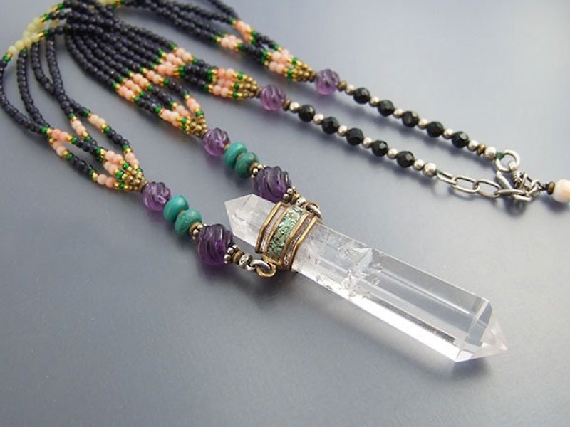 ♦ My.Crystal ♦ Snow priest • natural white crystal necklace Pendulum (single piece) - สร้อยคอ - กระดาษ ขาว