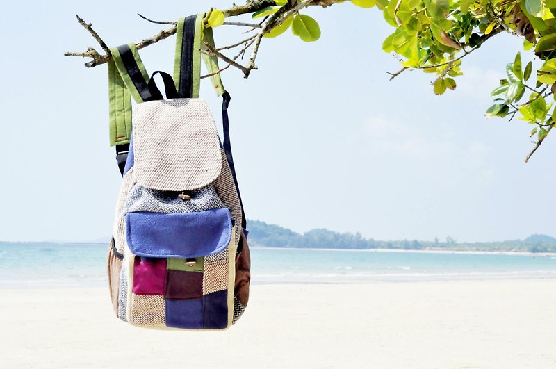 Hand knit stitching backpacks - Blue Sky (the only remaining one) - Backpacks - Other Materials Blue