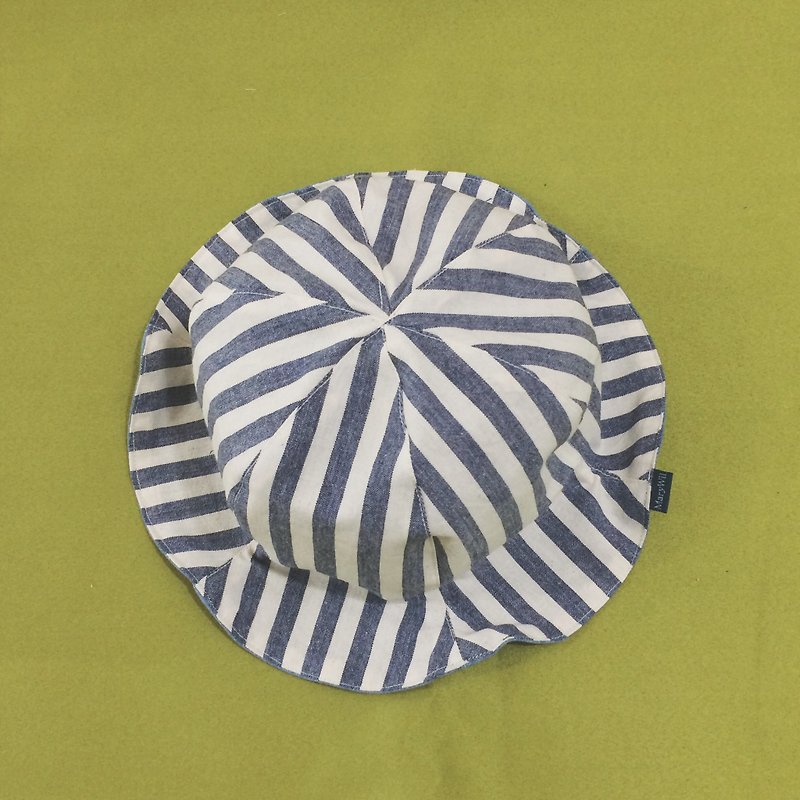 MaryWil The double side bud hat-Stripe - หมวก - วัสดุอื่นๆ สีน้ำเงิน