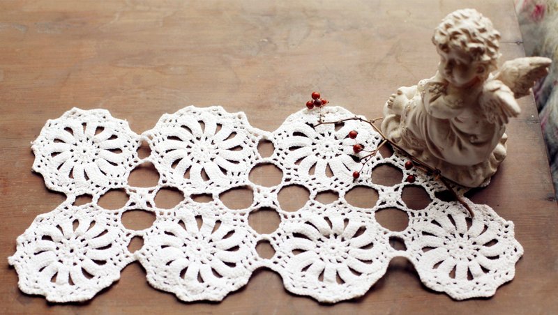 Good day [fetish] crochet lace rectangular - Place Mats & Dining Décor - Other Materials White