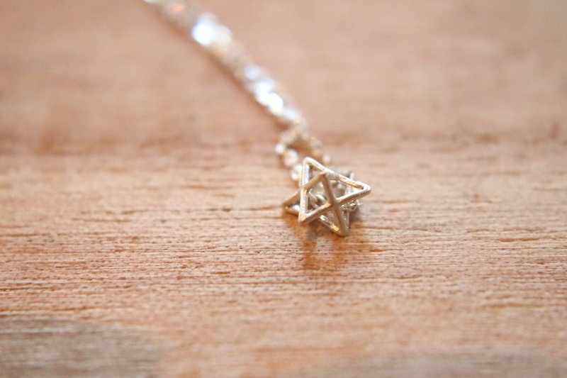 Stereo Hexagram Sterling Silver Necklace 0490 - Third Wish - สร้อยคอ - โลหะ สีเงิน