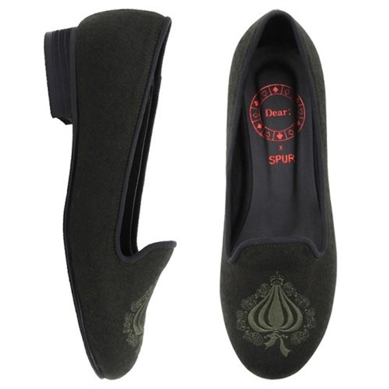 SPUR 可愛圖案刺繡平底鞋 FF5200 SPADE - 女款運動鞋/波鞋 - 其他材質 卡其色