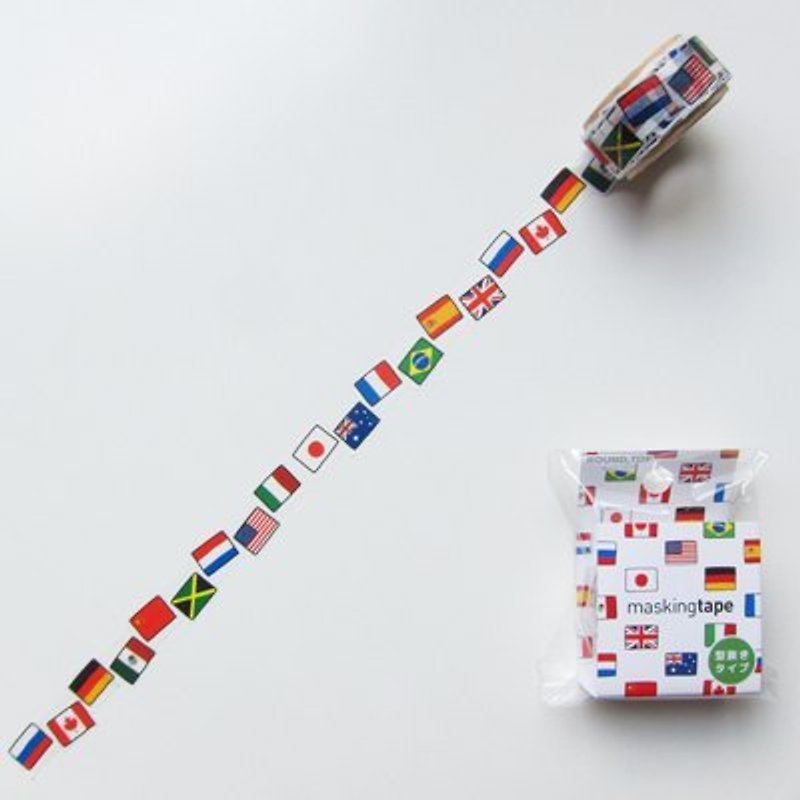 ROUND TOP 日本和紙膠帶　　　　(RT-MK-012 世界國旗) - มาสกิ้งเทป - กระดาษ หลากหลายสี
