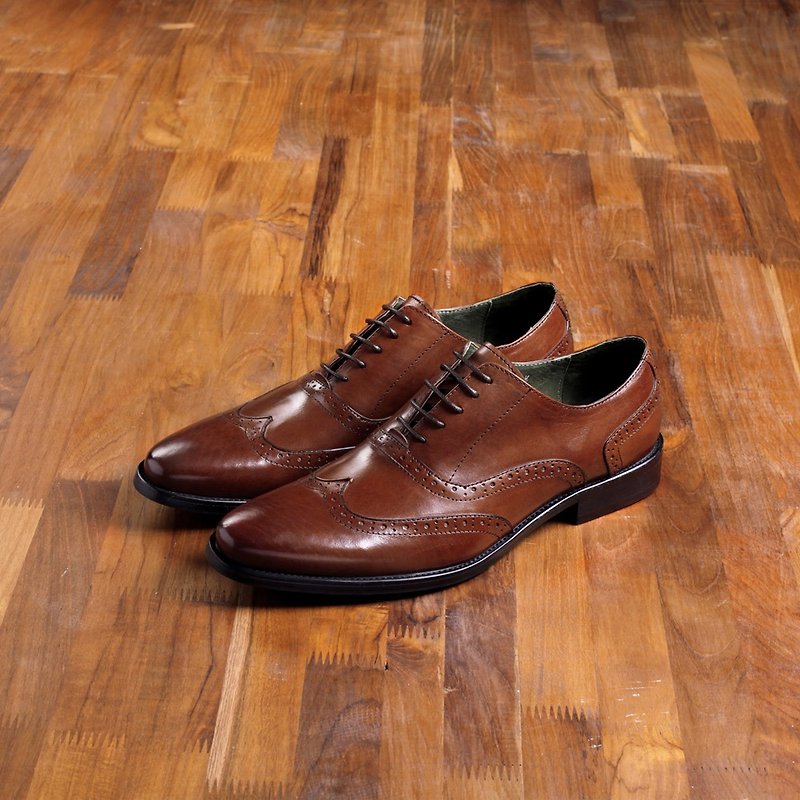 Vanger elegant and beautiful simple elegant gentry wing pattern Oxford leather shoes Va159 retro Brown - รองเท้าอ็อกฟอร์ดผู้ชาย - หนังแท้ สีแดง